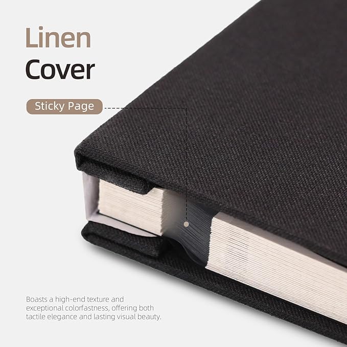 Vienrose Photo Album Self Adhesive 4x6 5x7 3x5 8x10 Scrapbook Album DIY Scrap Book with Metallic Pen 120 Pages Black