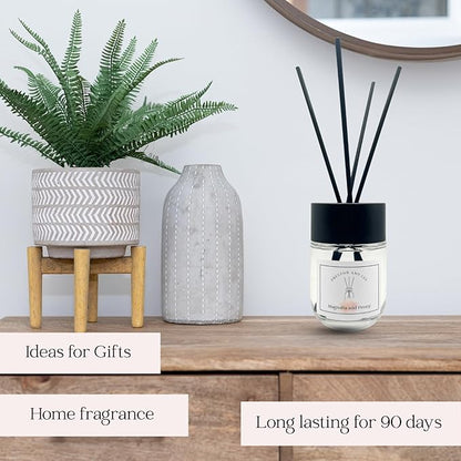 Preston and Lee Reed Diffuser Set | 100 ml (3.4 fl oz) Magnolia and Peony Scent Reed Diffuser Set | Aromatherapy Diffusers | Natural Reed Diffuser Oil for Home and Spa Fragrance
