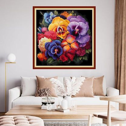 Findvoor Stamped Cross Stitch Kits for Beginner Embroidery Kits for Beginners Adults DIY 11CT Cross Stitch Patterns Needlepoint Kits Crossstitching Kits-Colorful Flowers 18x18 inch
