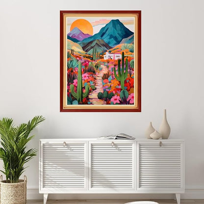 Foxhool Stamped Cross Stitch Kits,11CT Printed Cross Stitch Pattern Full Embroidery Kits for Beginner Needlepoint Kits-Beautiful Succulent Plant Scenery 16x20 inchs