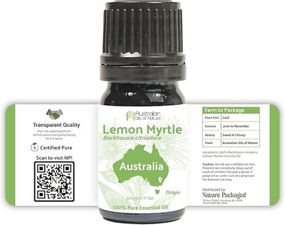 Nature Packaged Lemon Myrtle Essential Oil - Experience an Invigorating, Fresh Citrus Aroma - Pure, Undiluted Therapeutic Grade Essential Oil - 8 oz