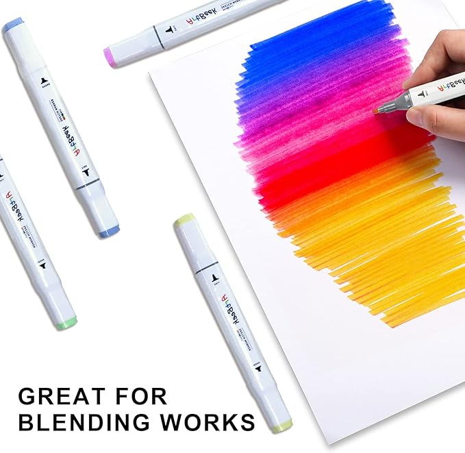 ArtBeek 80 Colors Alcohol Markers Set, Illustration Permanent markers, Dual Tip, Sketch Drawing