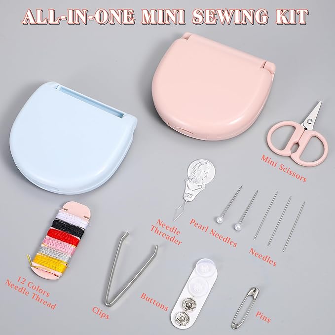 Yuxung 100 Pieces Mini Travel Sewing Kit Basic Portable Emergency Sewing Repair Kit in Bulk with Threads Scissors Needles for Beginner Traveler Hotel Charity Homeless