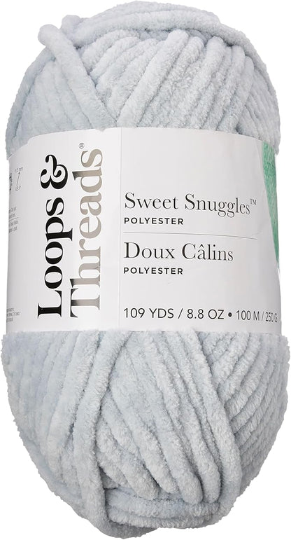 Loops & Threads Sweet Snuggles Yarn - Yarn for Knitting, Crochet, Weaving, and Arts & Crafts - Silver, Polyester, 8.8 oz