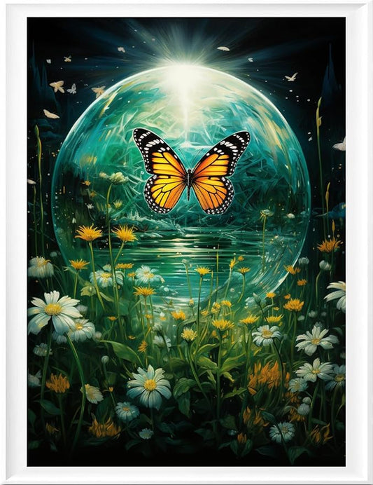 Leczany Cross Stitch Stamped Kit for Adults - Butterfly and Flower | DIY Embroidery Starter Patterns Craft Kit Needlepoint for Beginner | 11CT, 3 Strands | 13x16.9 inches