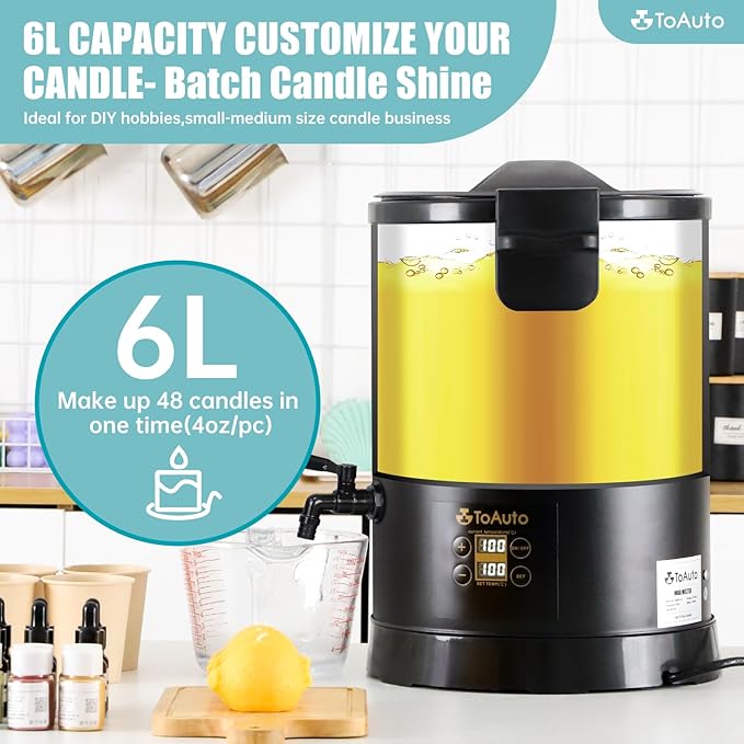 TOAUTO 12Lbs Digital Wax Melter for Candle Making,Easy Pour Spout Large Electric Wax Melting Pot, Wax Melter with Accurate Temperature Control Panel,No Cloggy|Easy Clean for Production Soap Candle