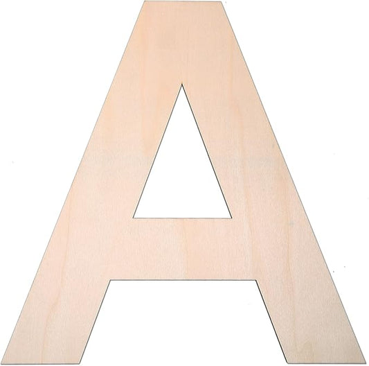 12 Inch Wooden Letter A, 1/4 Inch Thick Large Unfinished Wood Letter for DIY Crafts Home Wall Decor