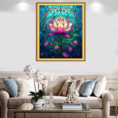 Foxnyart Stamped Cross Stitch Kits Full Range of Embroidery Needlework Starter Kits for Beginners Adults 11CT Embroidery Patterns Art Crafts DIY Needlepoint Kit-Colorful Lotus Flowers 16x20 inchs