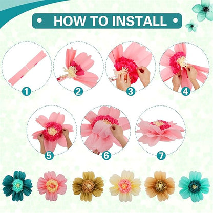 Crowye 12 Pcs Large Colorful Tissue Paper Flowers Decorations 20" Giant Fiesta Craft Crepe Paper Flowers for Wall Decor Backdrop Mexican Wedding Birthday Carnival Party (Stylish Color)