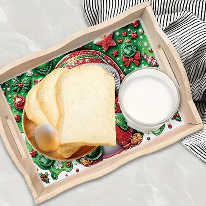 DoxQcs DIY Diamond Art Wooden Food Tray with Handle Diamond Painted Table Decoration Tray for Breakfast Bar Dinner Table Diamonds Art Painting for Beginners-Penguin