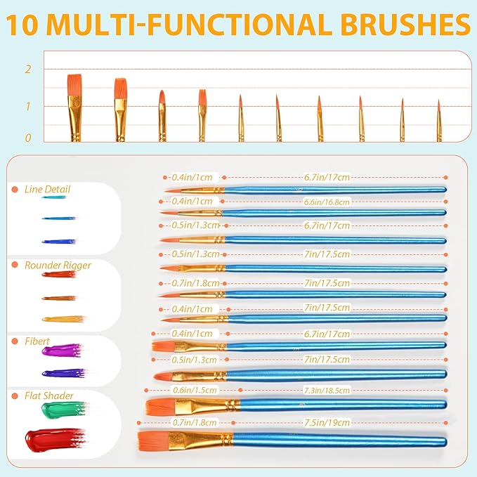 72 Pcs Painting Brush Palette Set, 60 Pcs Paint Brushes with 12 Pcs Palettes to Create Art Paint Oil Watercolor