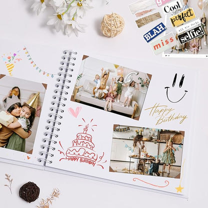 Scrapbook Album 10x10 Inches Photo Album Hardcover Kraft with Window Scrap Book Blank Memory Book for Baby Wedding Guest Book Couples Graduation Travel DIY Anniversary, 100 Pages White