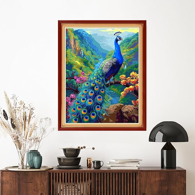 Artvxeay Stamped Cross Stitch Kits | Embroidery Kits for Beginners Craft Kit Needlepoint for Adults Supplies DIY 11CT- (Peacock Flower 16x20 inch)