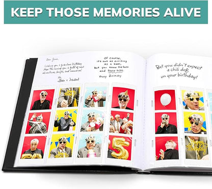 PBF (10 Pack) Photo Booth Album, Guest Book with 2x6 Clear Picture Inserts, Black Cover with Plastic Sleeves & White Pages, Scrapbook Album for Photo Strips, Memory Book, Wedding, and Baby Showers