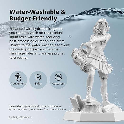 ANYCUBIC Water Washable ABS-Like Resin 3.0 Bundle, 3D Printer Resin, High Toughness and High Precision, Easy to Post-Process, Low Odor, Wide Compatibility for All LCD 3D Printers (White, 4kg)