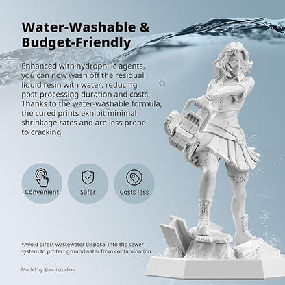 ANYCUBIC Water Washable ABS-Like Resin 3.0 Bundle, 3D Printer Resin, High Toughness and High Precision, Easy to Post-Process, Low Odor, Wide Compatibility for All LCD 3D Printers (White, 4kg)