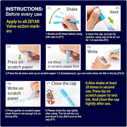 ZEYAR Oil-Based Paint Markers, Fine Point 24 Colors, AP Certified, Works on Rock painting, Wood, Glass, Metal, Ceramic and more (24 Colors Fine Point)