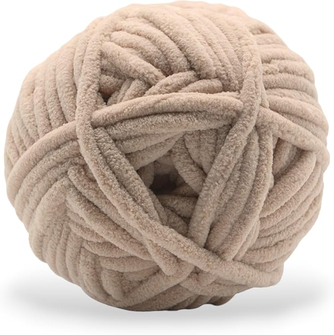 Okey Dokeys 300g Jumbo Velvet Chenille Yarn 7 Jumbo – Plush, No-Fray, Durable Plushies, Posh Soft Crochet Projects Beginner Friendly (130 yds) (Maple Syrup Tan (112), 1 Pack (17.90/Skein))