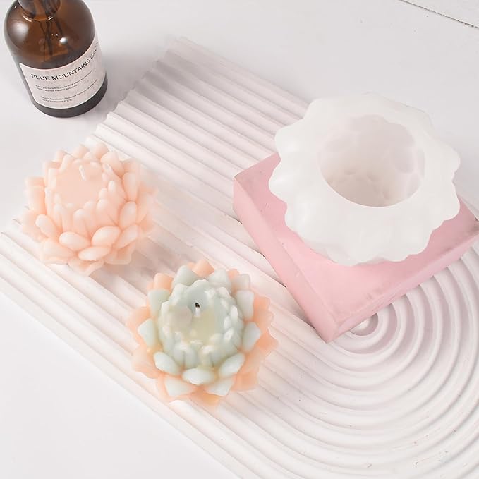 Lotus Flower Lotus Flower Resin Mold - Resin Casting Silicone Molds for Home Decor & Candle Making Wave Spiral Mold