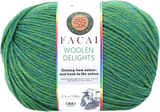 Facai Blend Merino Wool Yarn for Knitting - Worsted Weight,197yds (3.5oz) Ball, Ideal for Sweaters, Scarves, and Accessories (1, Grass Green)