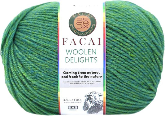 Facai Blend Merino Wool Yarn for Knitting - Worsted Weight,197yds (3.5oz) Ball, Ideal for Sweaters, Scarves, and Accessories (1, Grass Green)