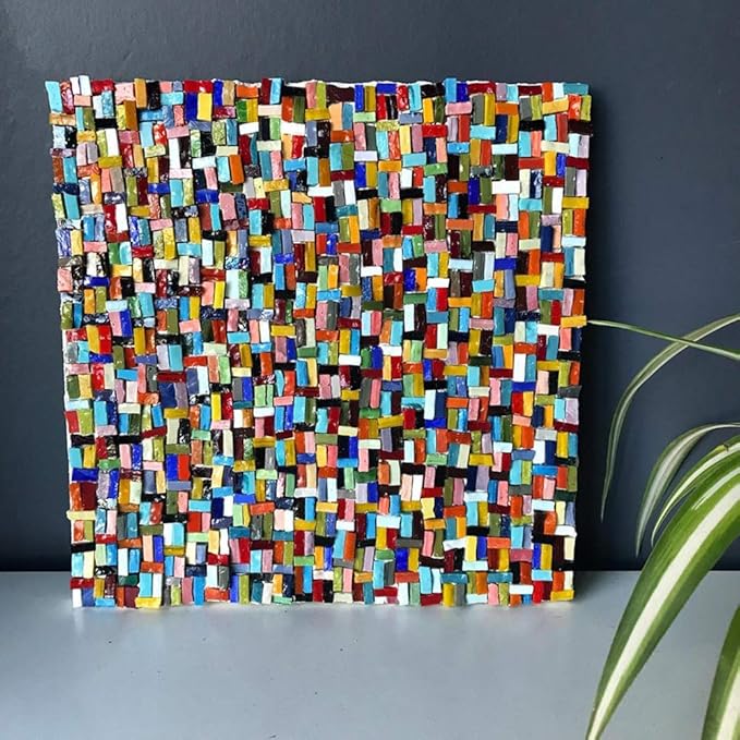 Lanyani 400 Pieces/17.6oz Rectangle Mosaic Tiles Stained Glass for Crafts and Home Decorations Assorted Colors Textures …
