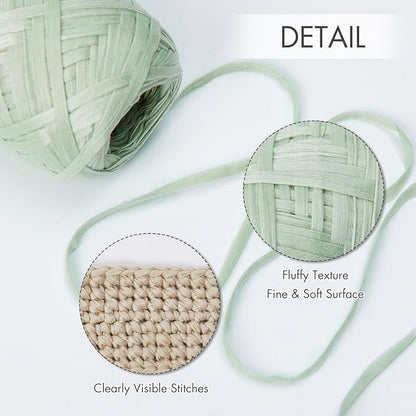 NICEEC 2 Skeins Soft Tape for Crocheting, Craft Paper, Easy Crochet Raffia, Ribbon, DIY Craft Gift Wrapping - Total Length 1.76oz2/109yds2-Weaves