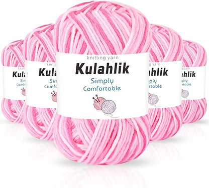 250g(5x50g) Acrylic Yarn for Crochet/Knitting, Colorful Gradient Yarn Thread, 5 Rolls Skeins, Perfect for Any Knitting Crochet and Crafts Mini Project