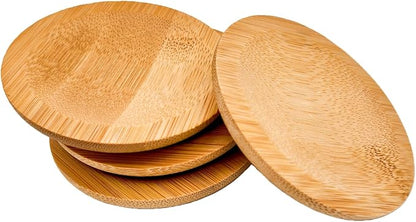 4PCS Mosaic Bamboo Coasters for Crafts, Blank Base Trays, Drinking Cup Coaster, Plant Coaster, Art Plate,DIY Mosaic Supplies (Bowl Shaped)