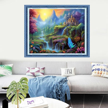 Dooxvey Cross Stitch Kits for Adults Stamped Full Range of Embroidery Starter Kits for Beginners 11CT Printed Cross Stitch Patterns Needlepoint Kits Stamped Crossstitching-Scenery on Earth 16x20 inch
