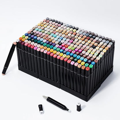 Hopesky 262 Colors Alcohol Markers - Dual Tip Permanent Art Markers Set for Coloring Drawing Painting, Fine and Chisel Tip Alcohol Based Pens with Carrying Case for Adult Artists