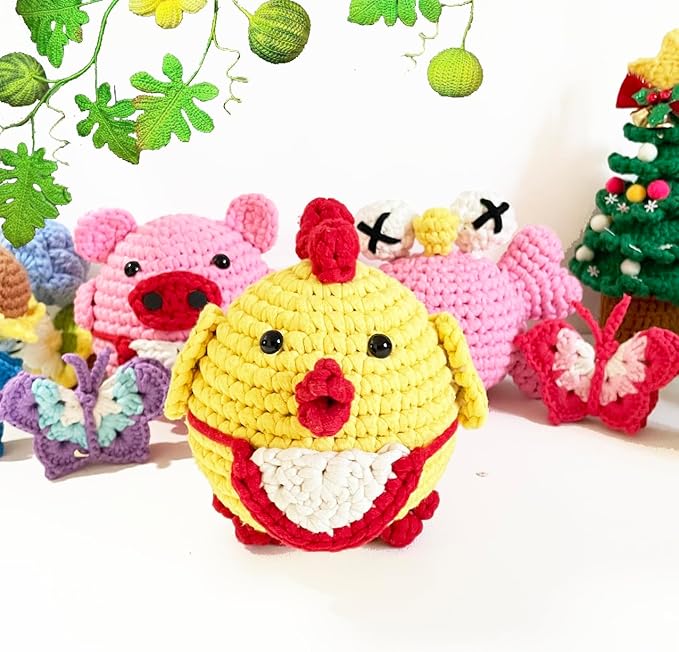 DIBYHIVE Crochet Kit for Beginners,Complete Video Tutorials,6Inches Chick Crochet Kit,Includes Explanations of Basic Crochet Stitches