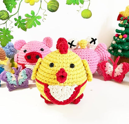 DIBYHIVE Crochet Kit for Beginners,Complete Video Tutorials,6Inches Chick Crochet Kit,Includes Explanations of Basic Crochet Stitches
