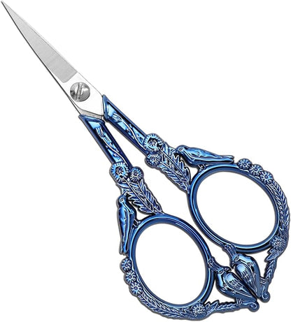 YOUGUOM Embroidery Scissors, Small Sharp Pointed Detail Shears for DIY Craft Needlework Yarn Sewing Cross Stitch Thread Cutting Handicraft Tool, 4.6in Blue Little Bird