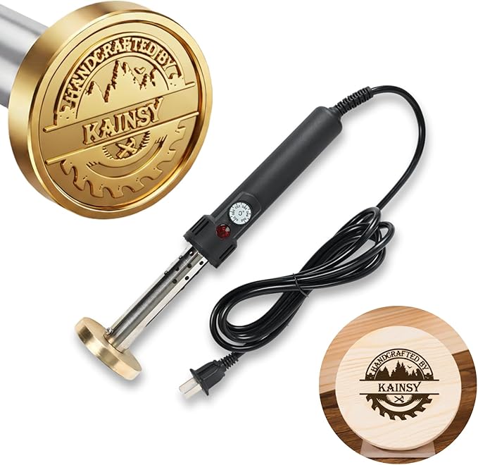 KAINSY Custom Temperature-Controlled Electric Branding Iron for Wood Food, Personalized Logo Metal Stamp, Custom Branding Iron for Cake Leather BBQ, Wood Burning Stamp, DIY Handmade Gifts Branding Kit
