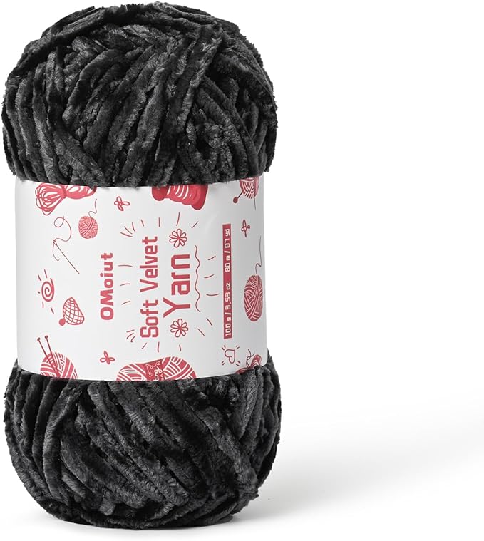 100g Fluffy Velvet Chenille Yarn for Crocheting and Knitting, 80m (87.5yd) Baby Yarn for Crocheting Soft, Crochet Chunky Yarns Amigurumi Yarns (Carbon Grey)