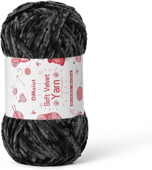 100g Fluffy Velvet Chenille Yarn for Crocheting and Knitting, 80m (87.5yd) Baby Yarn for Crocheting Soft, Crochet Chunky Yarns Amigurumi Yarns (Carbon Grey)