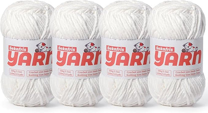 4 Pack Plush Chunky Chenille Yarn for Crocheting, Soft Fluffy Velvet Yarn for Crocheting Amigurumi, Fuzzy Baby Blanket Knitting 400g/524yds Bulky(4 Snow White)