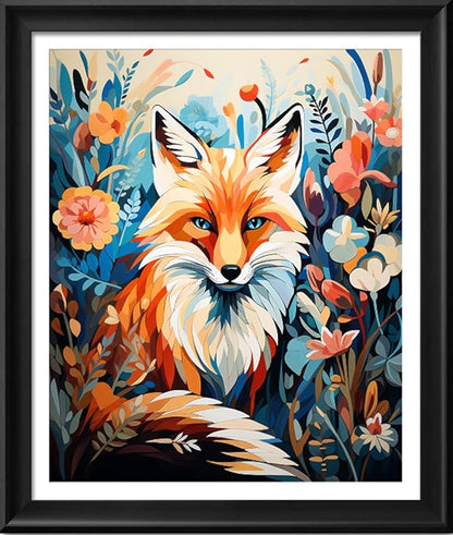 Leczany Cross Stitch Stamped Kit for Adults - Colorful Fox | DIY Embroidery Starter Patterns Craft Kit Needlepoint for Beginner | 11CT, 3 Strands | 13.8x16.9 inches