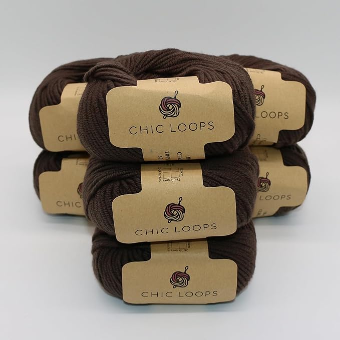 Chic Loops Knitting Kit for Beginners, Knitted Hooded Scarf Beginner Crochet Kit for Adults, Crochet Soft and Cozy Balaclava Beanie Basic Hood for Womem Outdoor Sports with Instruction(Burnt Tea)