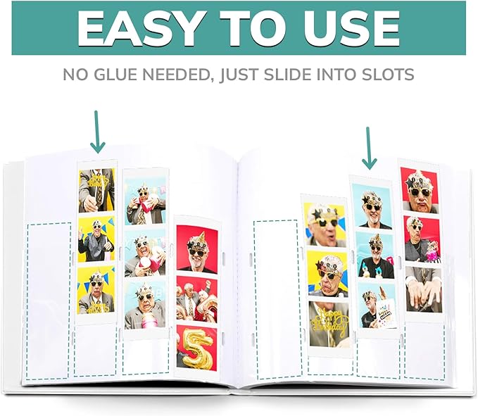 PBF (10 Pack) Photo Booth Album, Guest Book with 2x6 Clear Picture Inserts, White Cover with Plastic Sleeves & White Pages, Scrapbook Album for Photo Strips, Memory Book, Wedding, and Baby Showers