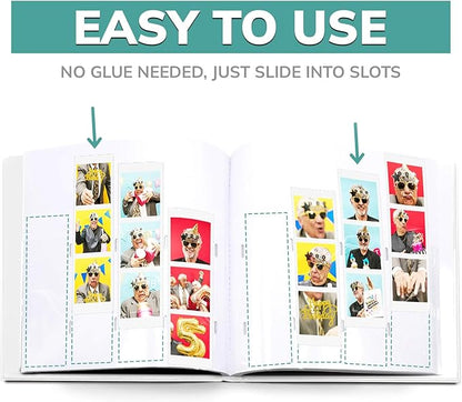 PBF (10 Pack) Photo Booth Album, Guest Book with 2x6 Clear Picture Inserts, White Cover with Plastic Sleeves & White Pages, Scrapbook Album for Photo Strips, Memory Book, Wedding, and Baby Showers