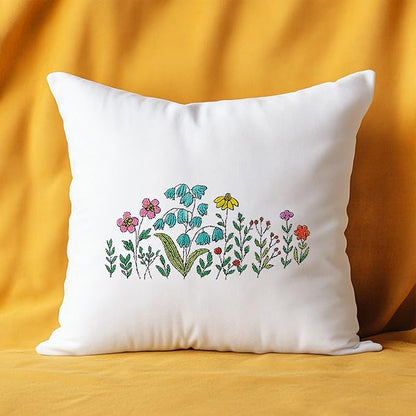 ORIGACH 4 Sheets 12 Pcs Water Soluble Embroidery Patterns Stabilizers - Pre-Printed Wildflowers & Flowering Shrubs Designs - Stick & Stitch Embroidery Paper for Hand Sewing Lovers