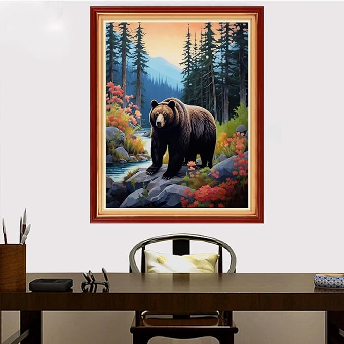 Redxing Stamped Cross Stitch Kits Embroidery kit for Beginners Adults Full Range of Embroidery Patterns Starter Kits DIY Printed Cross Stitch Kits Needlepoint Kits 11CT-Forest Bear 16x20 inch
