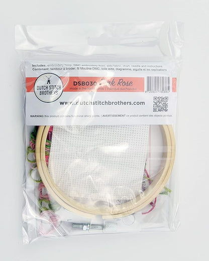 DUTCH STITCH BROTHERS - Rose Counted Cross Stitch 4" Hoop and Pattern Included - Cross Stitching Kits for Adults Advanced and Beginners