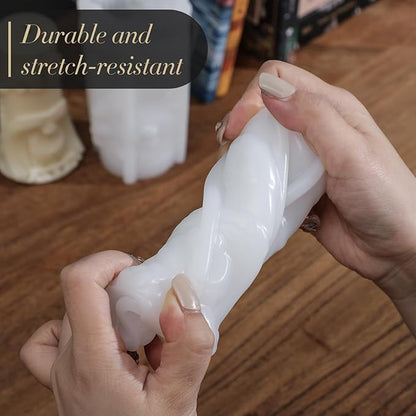Roma Pillar Silicone Candle Mold with Wick Pin and 50 Wicks Epoxy Wax Molds Silicone Shapes Taper Mold for Candle Craft Making Gift Decoration