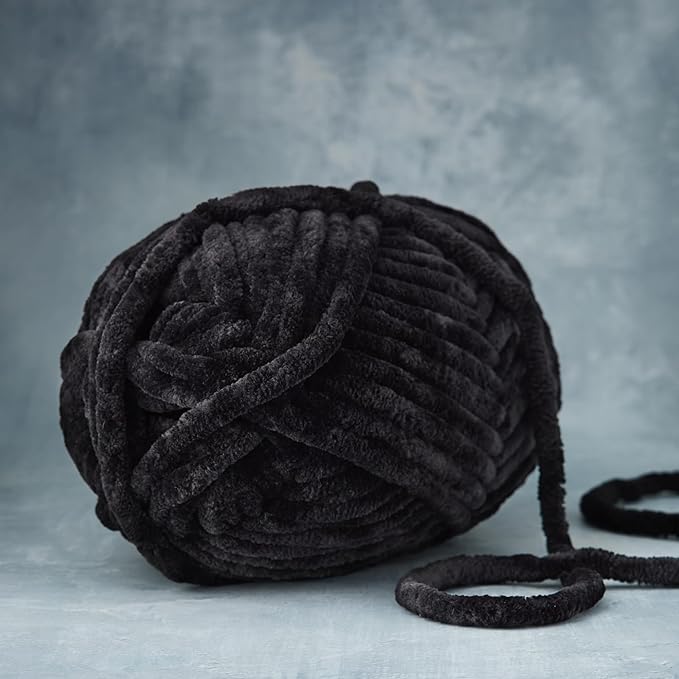 Loops & Threads Sweet Snuggles Yarn - Yarn for Knitting, Crochet, Weaving, and Arts & Crafts - Black, Polyester, 8.8 oz