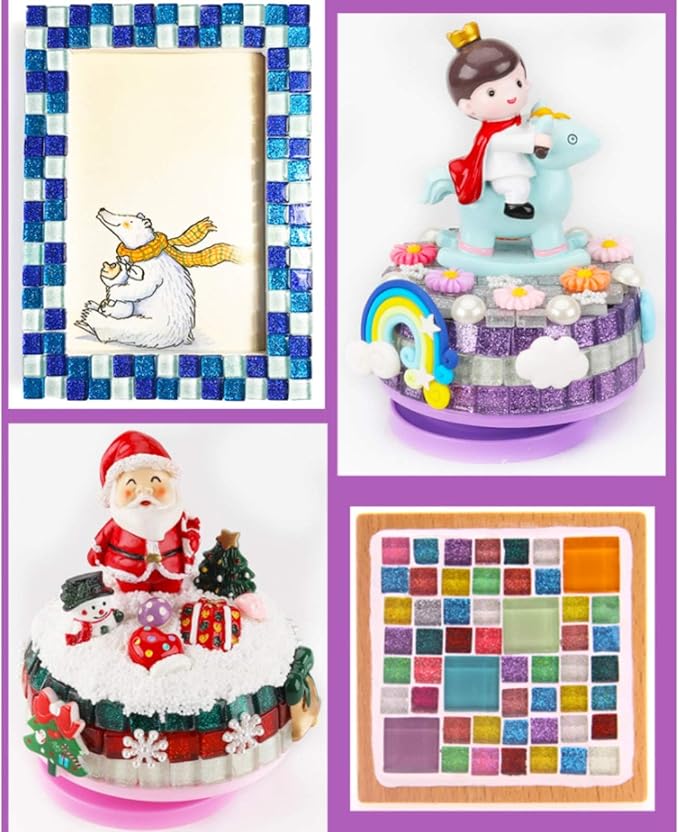 Mixed Color Mosaic Glass Tiles Shine Crystal Glass Pieces Bulk Square Glitter Crystal Mosaic Tiles for Home Decoration or DIY Crafts 200g,1x1 cm (Fleeting time)