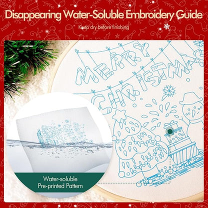 Christmas Embroidery Kits: 3 Pack Cross Stitch Kit for Beginners Adults, DIY Ornaments Craft Kit with All Tools & Instructions, Stamped Hand Embroidery Starter Kit for Holiday Crafts & Xmas Home Decor