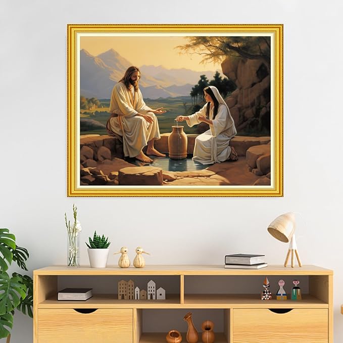 DMCVIVR Stamped Cross Stitch Kits for Beginners Adults Needlepoint Kits for Beginners Embroidery Kits for Adults Crossstitch Kit for Beginners 11CT-Jesuit Women 16x20 inch